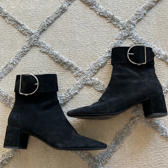 SAINT LAURENT SUEDE BLACK BOOTS - Picture 3 of 8